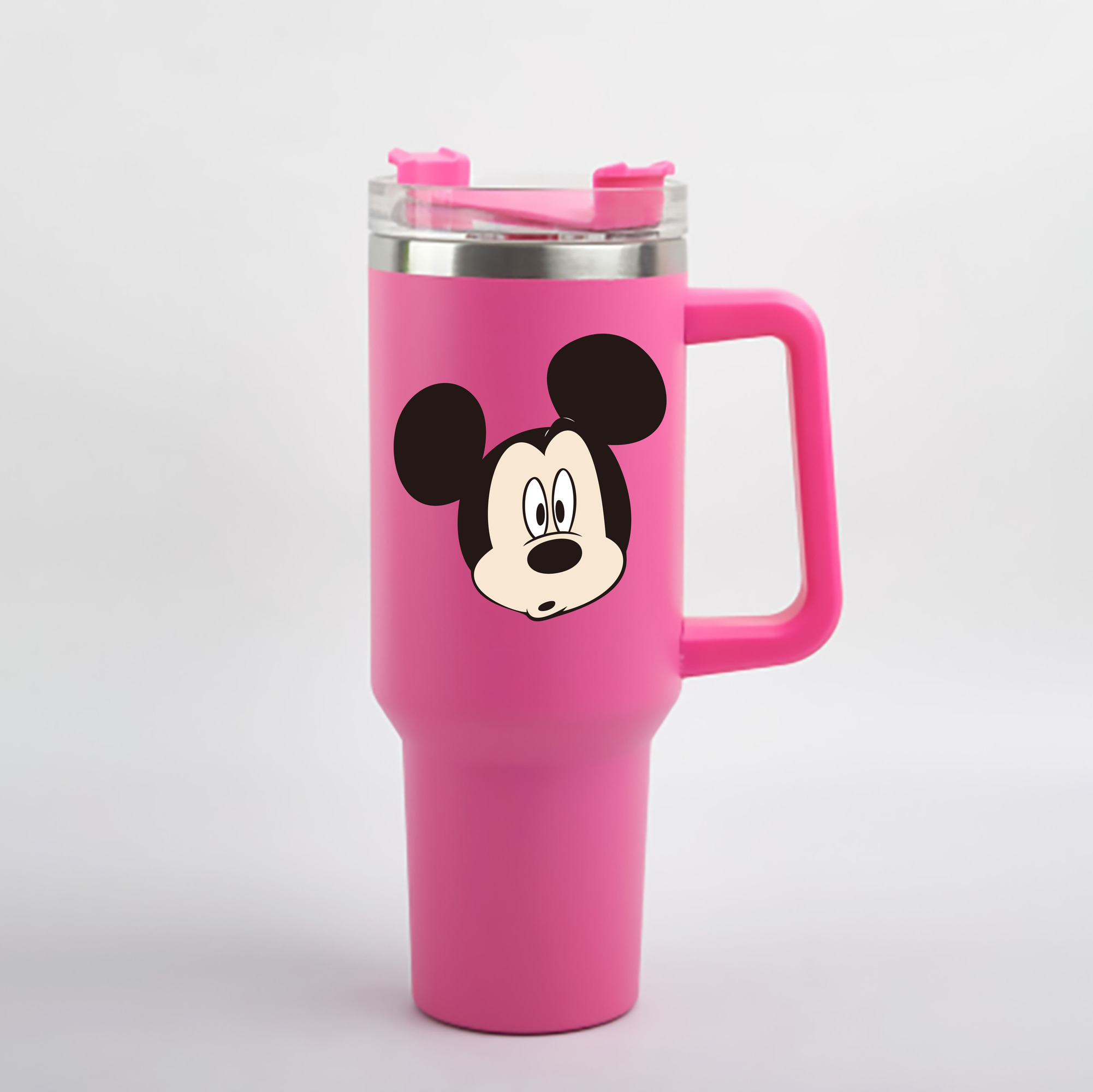 （画像用） ミッキーマウス Mickey Mouse 1200mL車用タンブラー - クリスタルステッカー（プラスチックストロー付き）